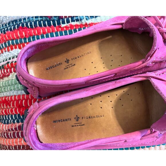 Mercanti Fiorentini Pink Magenta Suede Driving Loafers Sz 8.5 Made in Brazil - Picture 2 of 7